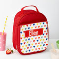 Personalised Girl's Red Patterned Lunch Bag