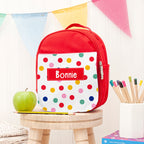 Personalised Girl's Red Patterned Lunch Bag