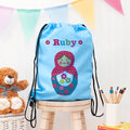 Personalised Girl's Sky Blue Waterproof Swim Bag