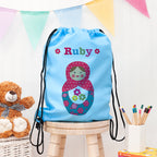 Personalised Girl's Sky Blue Waterproof Swim Bag