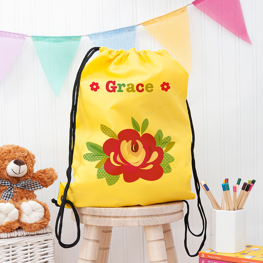 Personalised Girl's Yellow Waterproof Swim Bag