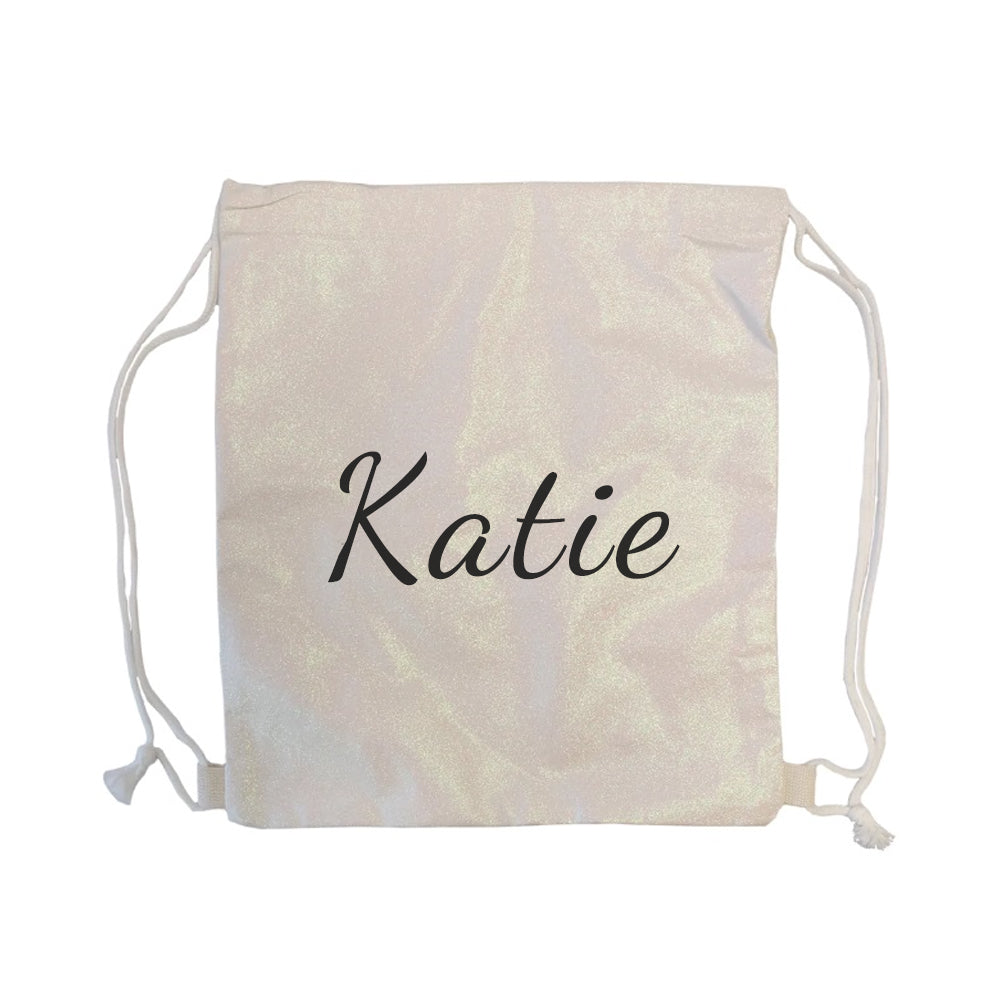 Personalised Glitter Drawstring Bag