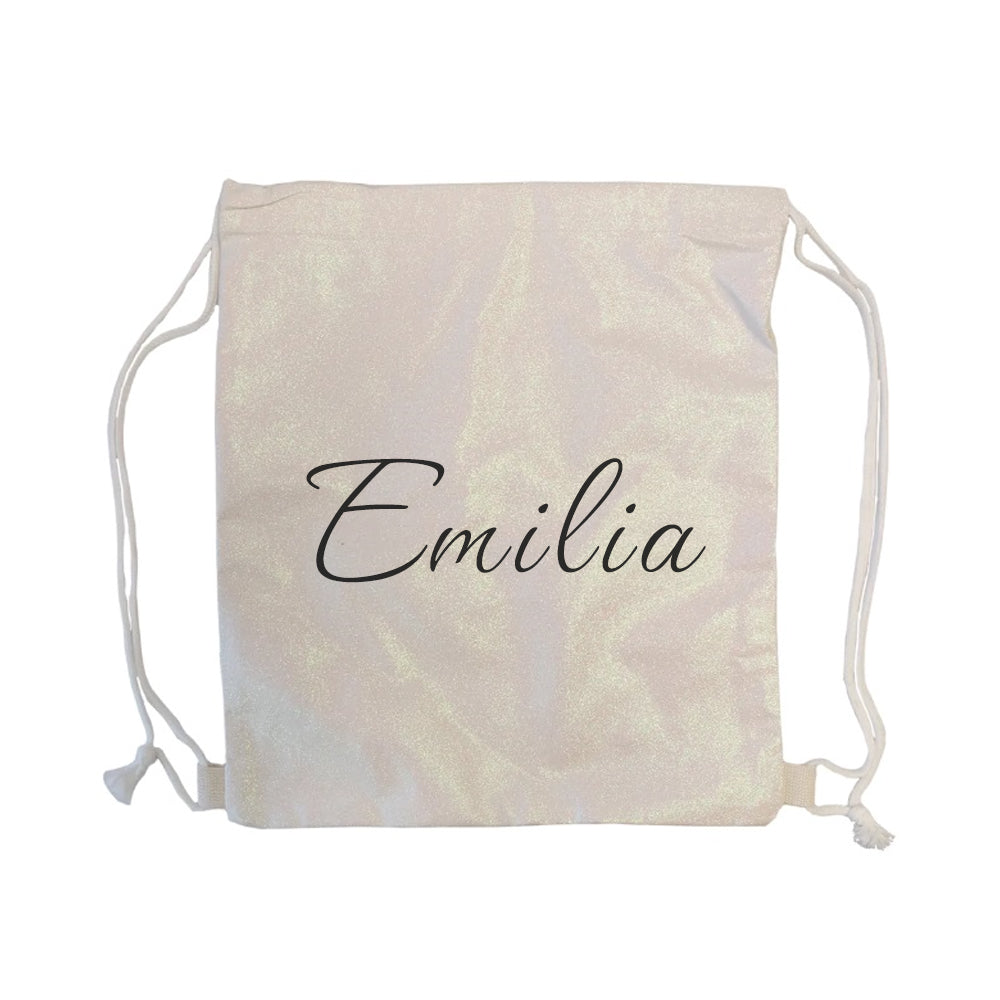 Personalised Glitter Drawstring Bag