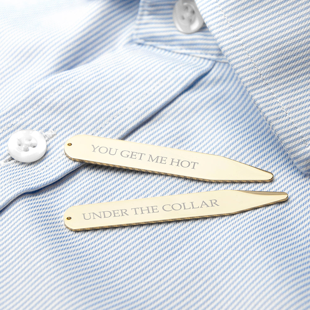Personalised Gold Plated Secret Message Collar Stays
