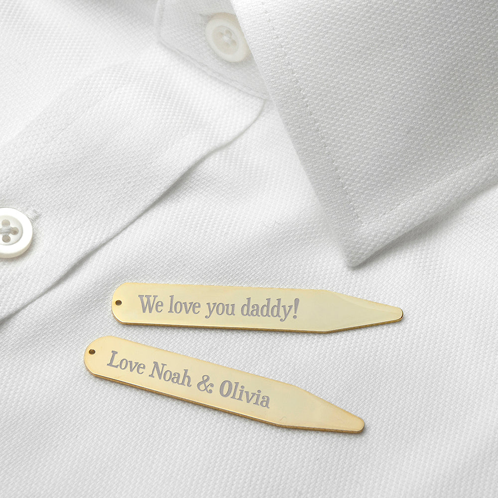 Personalised Gold Plated Secret Message Collar Stays