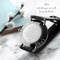 Personalised Handwriting Ladies Black Leather Watch