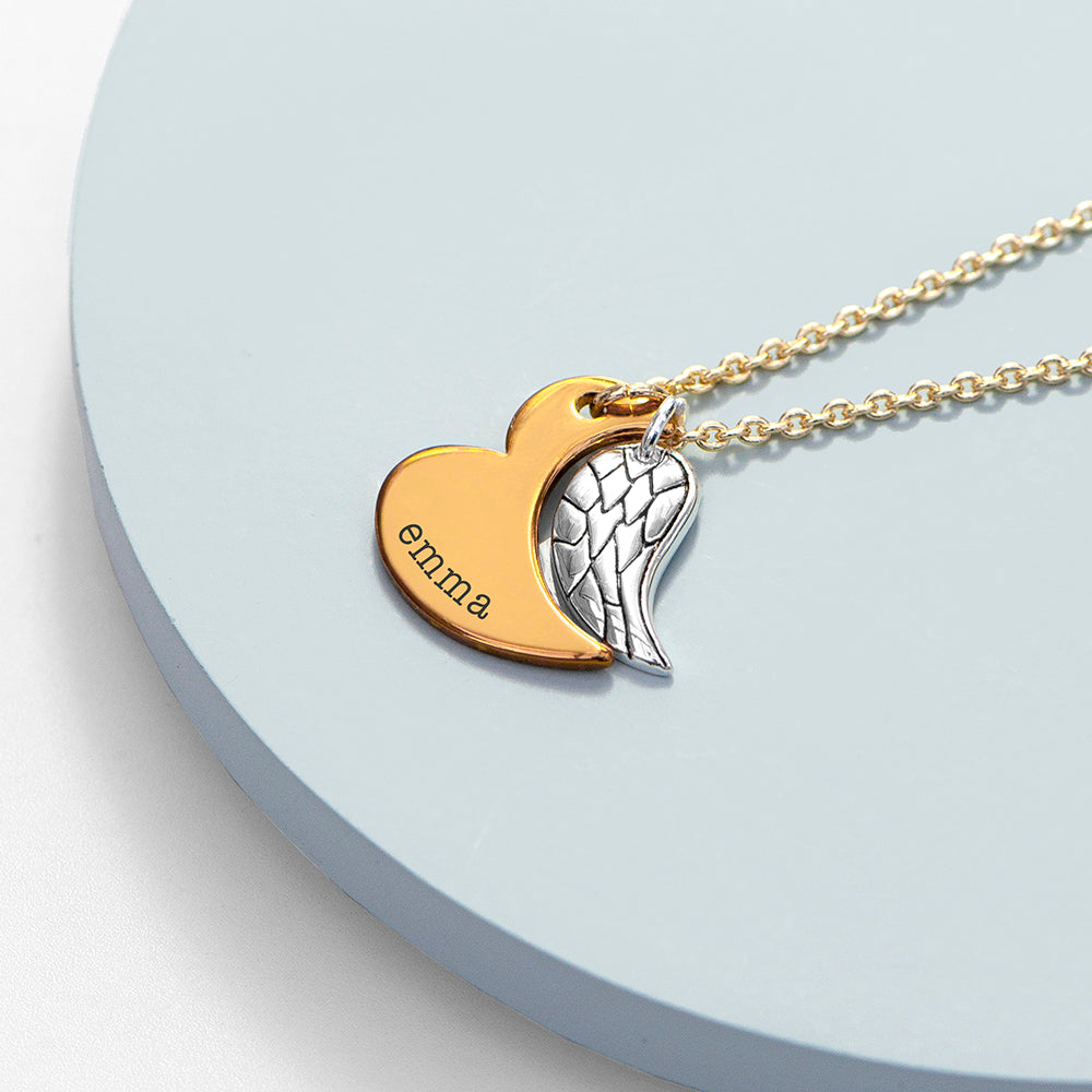Personalised Heart and Wing Necklace