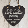 Personalised New Baby Slate Heart Hanging Sign