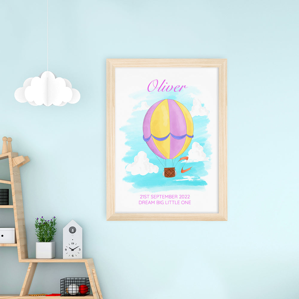 Personalised Hot Air Balloon Framed Print
