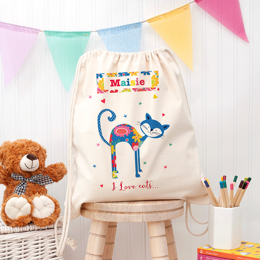 Personalised I Love Pets Cotton Nursery Bag