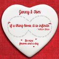 Personalised Infinite Love William Blake Quote Heart Keepsake