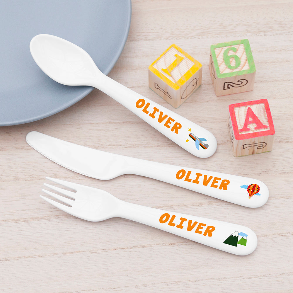 Personalised Kids Adventure Cutlery Set - Plastic