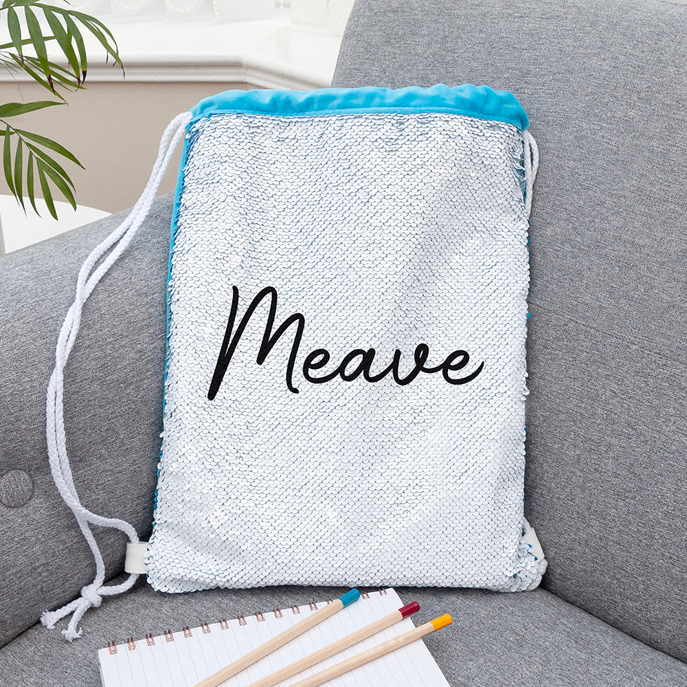 Personalised Kids Hidden Message Sequin Bag - Blue