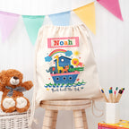 Personalised Kid's Noah's Ark Cotton PE Kit Bag