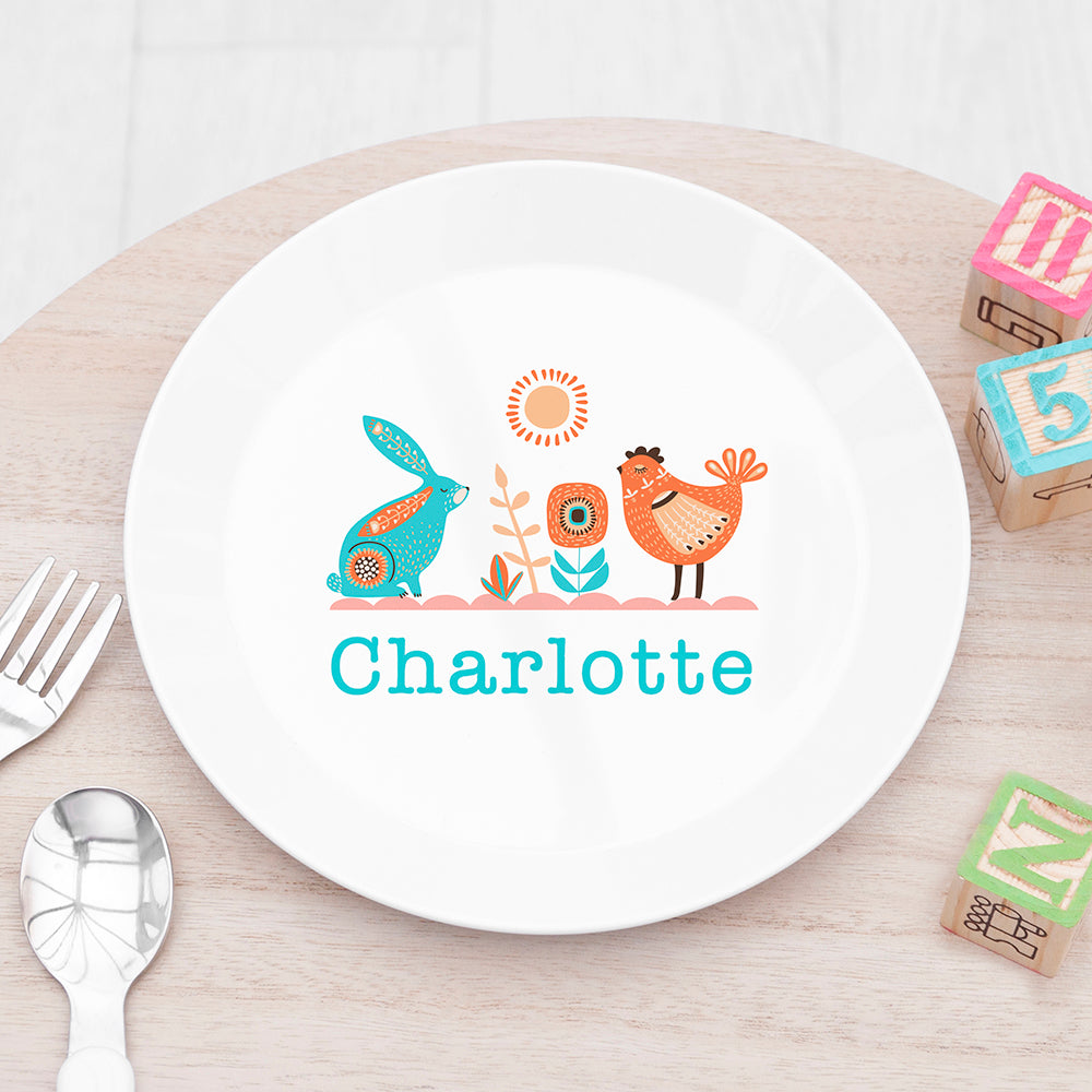 Personalised Kids Scandi Summer Plastic Plate