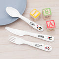 Personalised Kids Winter Penguin Cutlery Set - Plastic