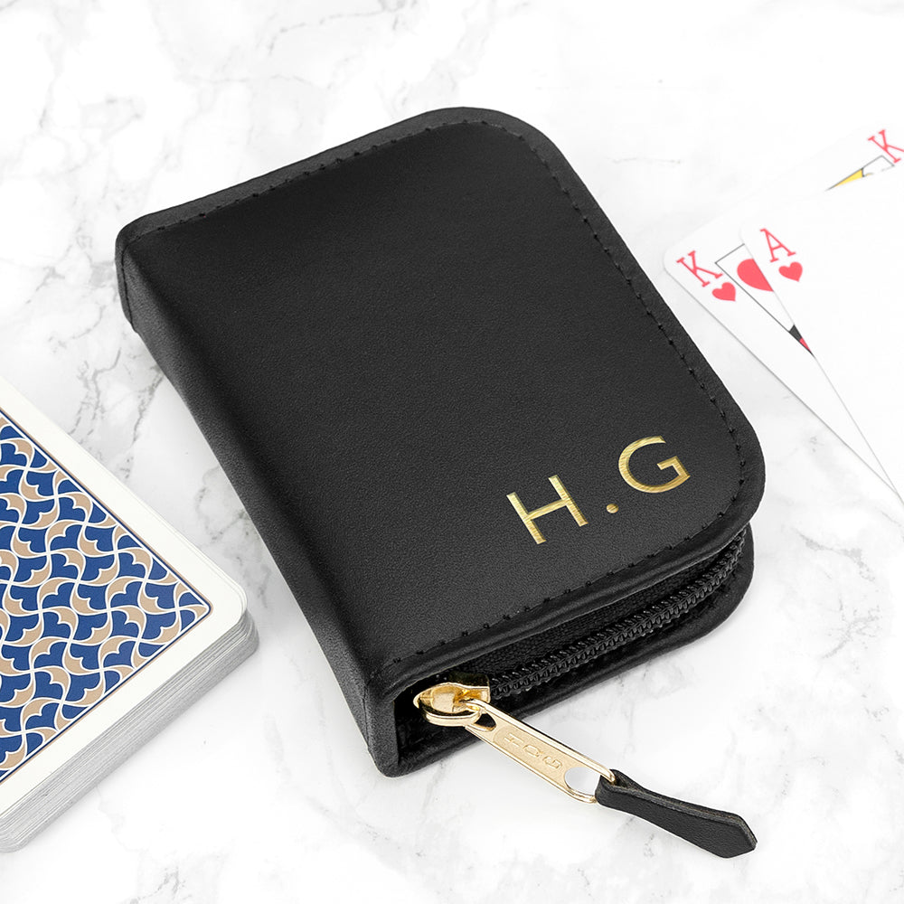 Personalised Leather Playing Card Case