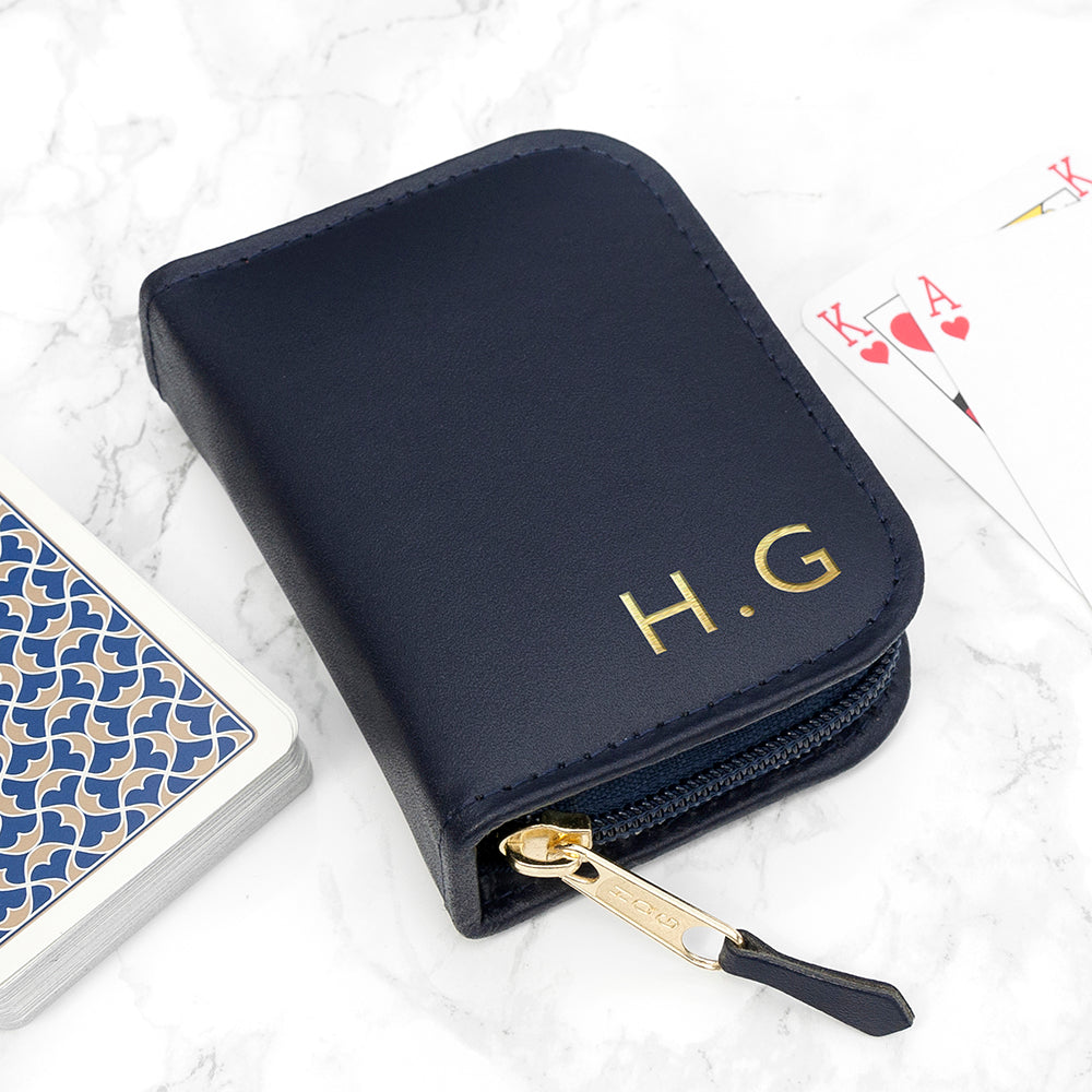 Personalised Leather Playing Card Case