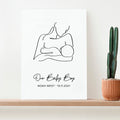 Personalised Line Art New Mum and Baby Feeding Print