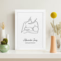 Personalised Line Art New Mum and Baby Feeding Print