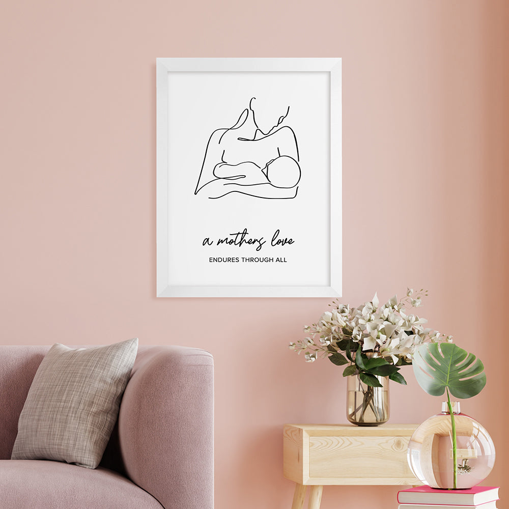 Personalised Line Art New Mum and Baby Feeding Print