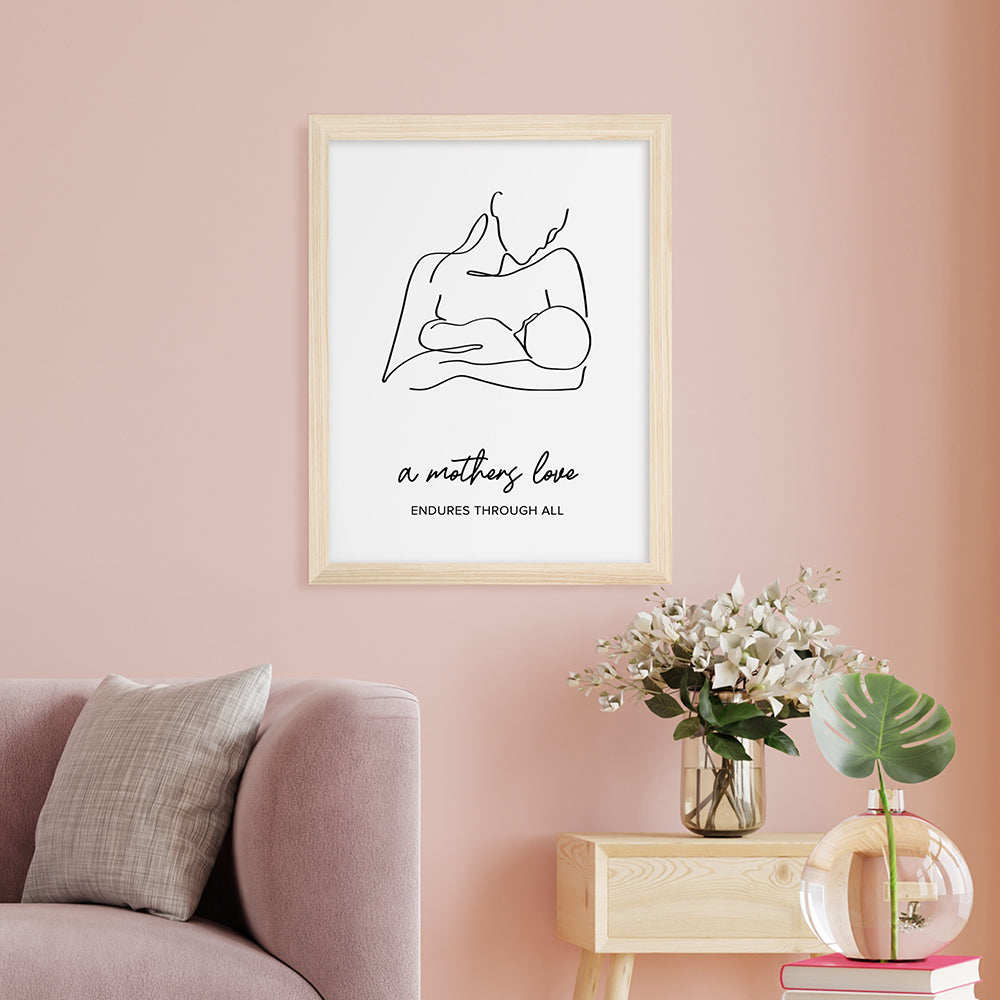 Personalised Line Art New Mum and Baby Feeding Print