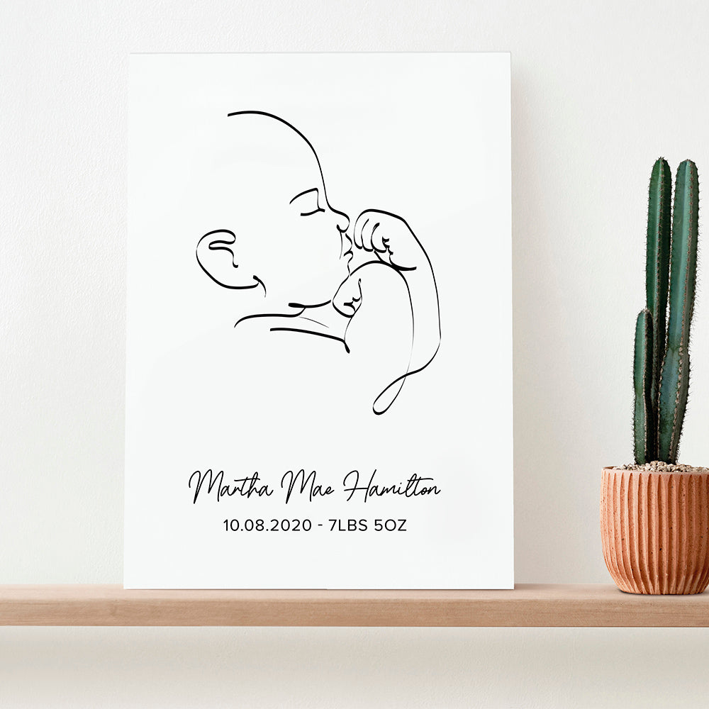Personalised Line Art Relaxed Baby Print