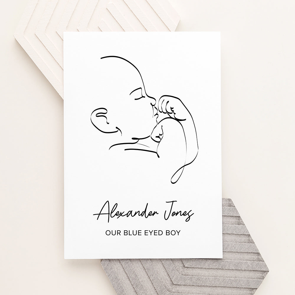 Personalised Line Art Relaxed Baby Print