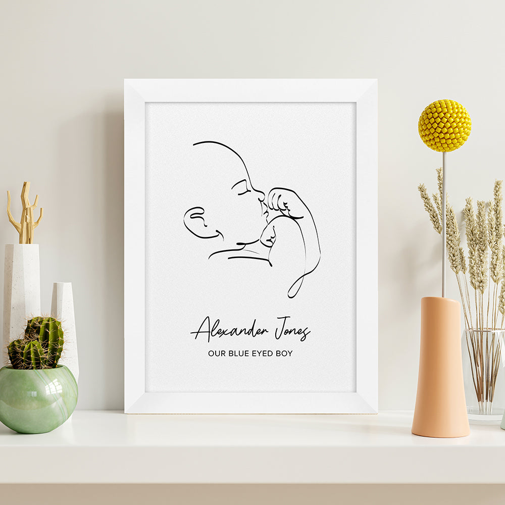 Personalised Line Art Relaxed Baby Print