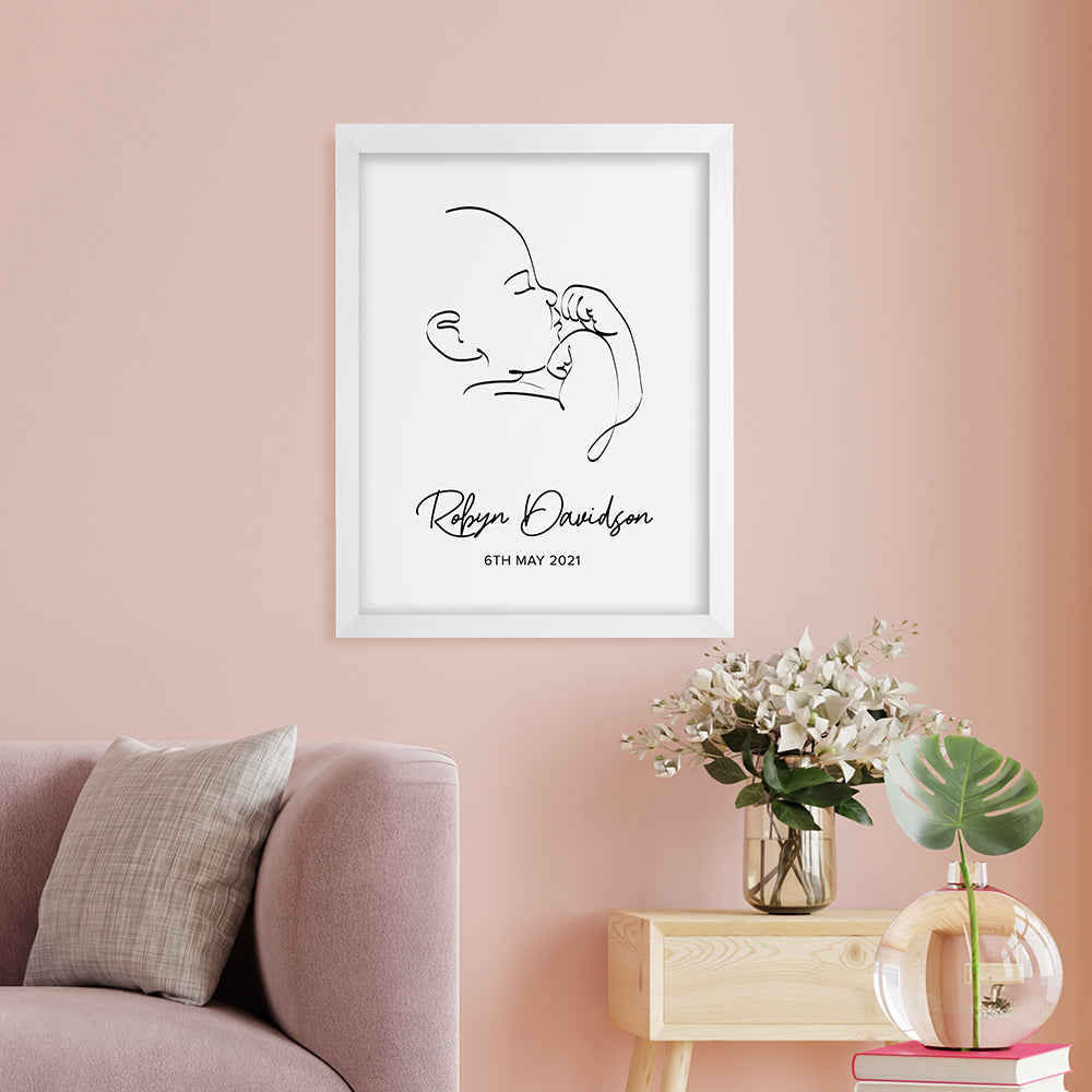 Personalised Line Art Relaxed Baby Print