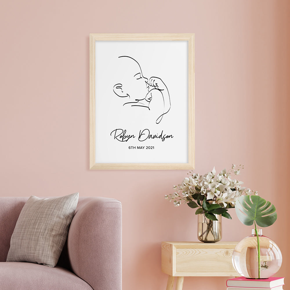 Personalised Line Art Relaxed Baby Print