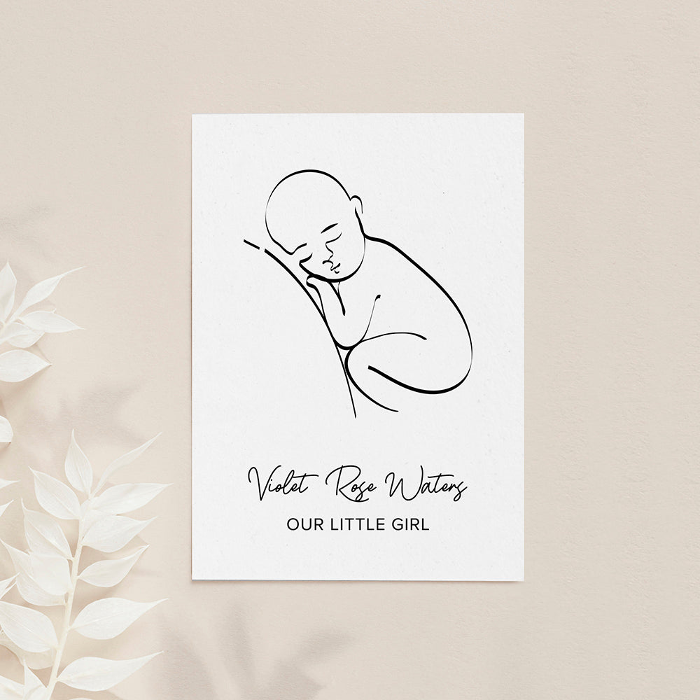 Personalised Line Art Resting Baby Print