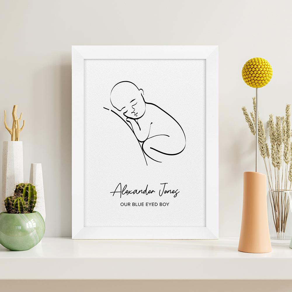 Personalised Line Art Resting Baby Print