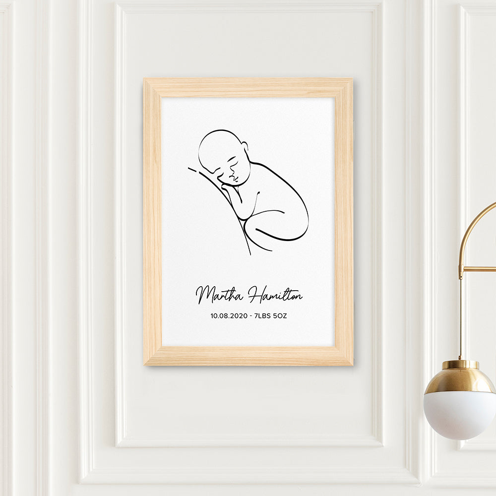 Personalised Line Art Resting Baby Print