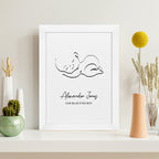 Personalised Line Art Sleeping Baby Print