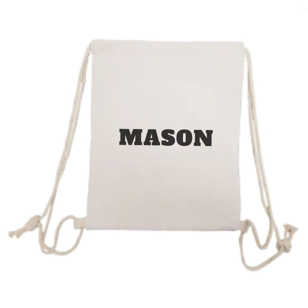 Personalised Linen Drawstring Bag