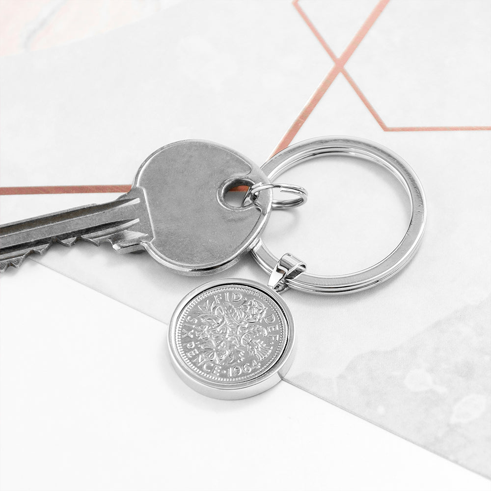 Personalised Lucky Sixpence Keyring