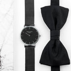 Personalised Men's Metallic Charcoal Grey Watch With Black Face