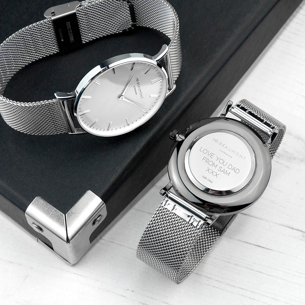 Personalised Men's Metallic Silver Watch