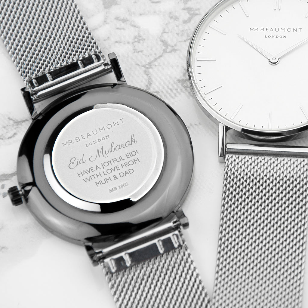 Personalised Men's Silver Eid Mubarak Watch