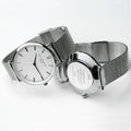 Personalised Metallic Mesh Strapped Watch With White Dial