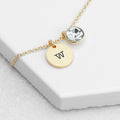 Personalised Monogram Gold Birthstone Crystal and Disc