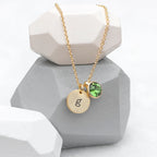 Personalised Monogram Gold Birthstone Crystal and Disc