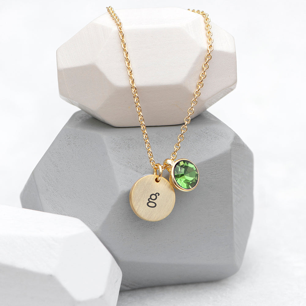 Personalised Monogram Gold Birthstone Crystal and Disc