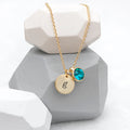 Personalised Monogram Gold Birthstone Crystal and Disc