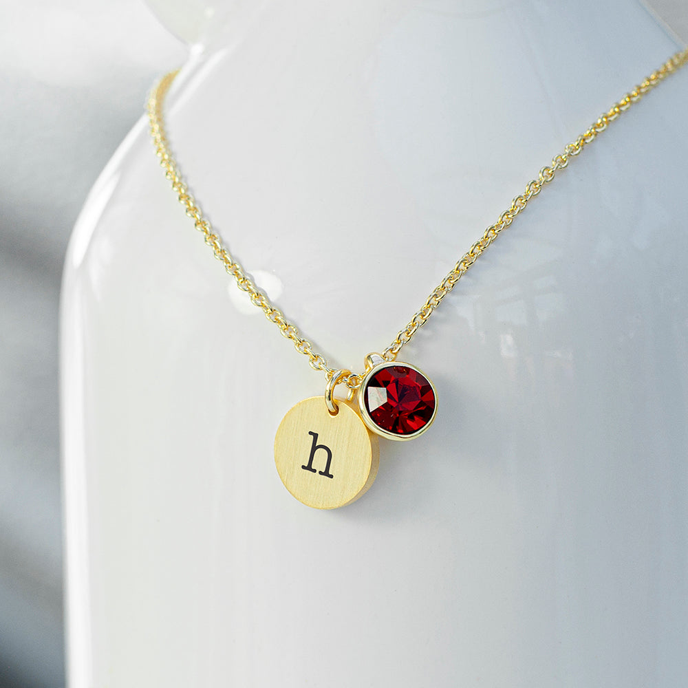 Personalised Monogram Gold Birthstone Crystal and Disc