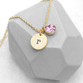 Personalised Monogram Gold Birthstone Crystal and Disc