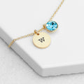 Personalised Monogram Gold Birthstone Crystal and Disc