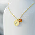 Personalised Monogram Gold Birthstone Crystal and Disc