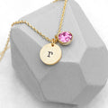Personalised Monogram Gold Birthstone Crystal and Disc